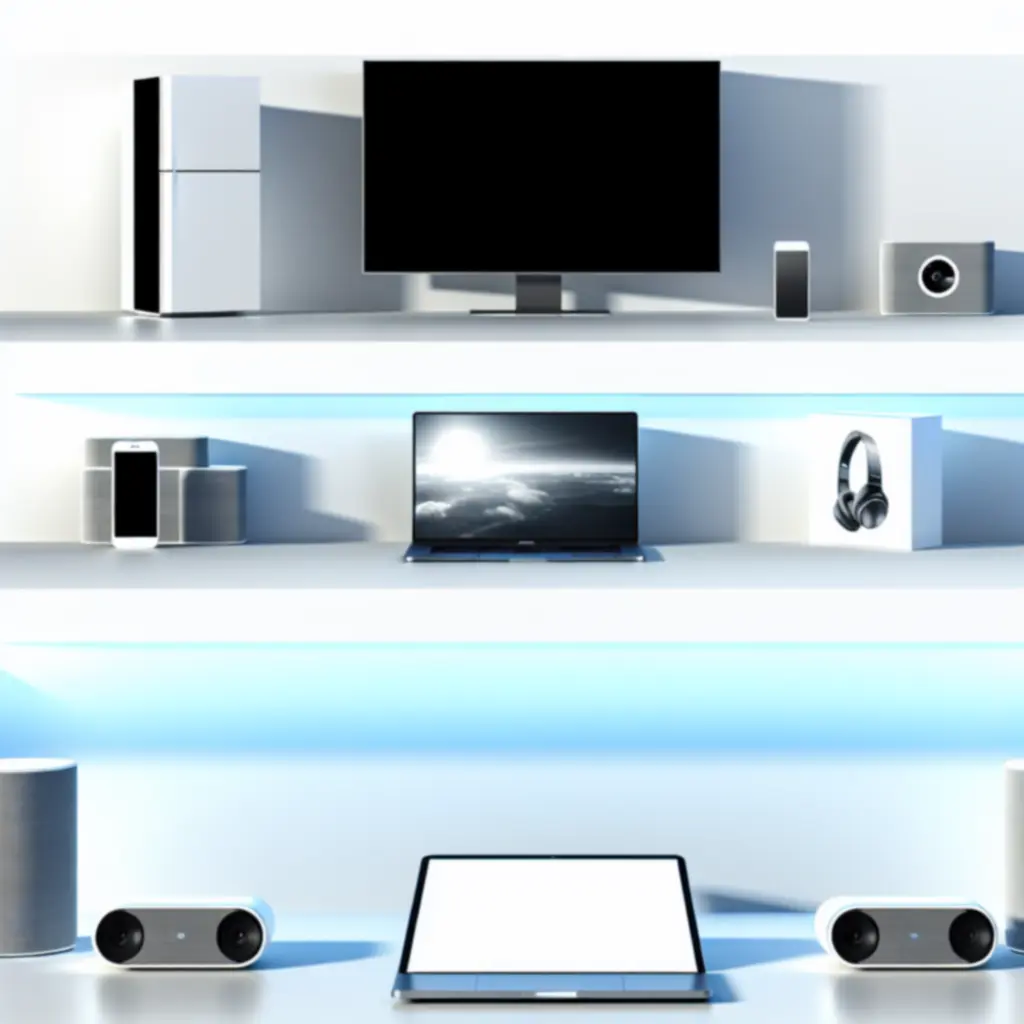 Rząd nowoczesnych urządzeń elektronicznych prezentowanych w sklepie internetowym