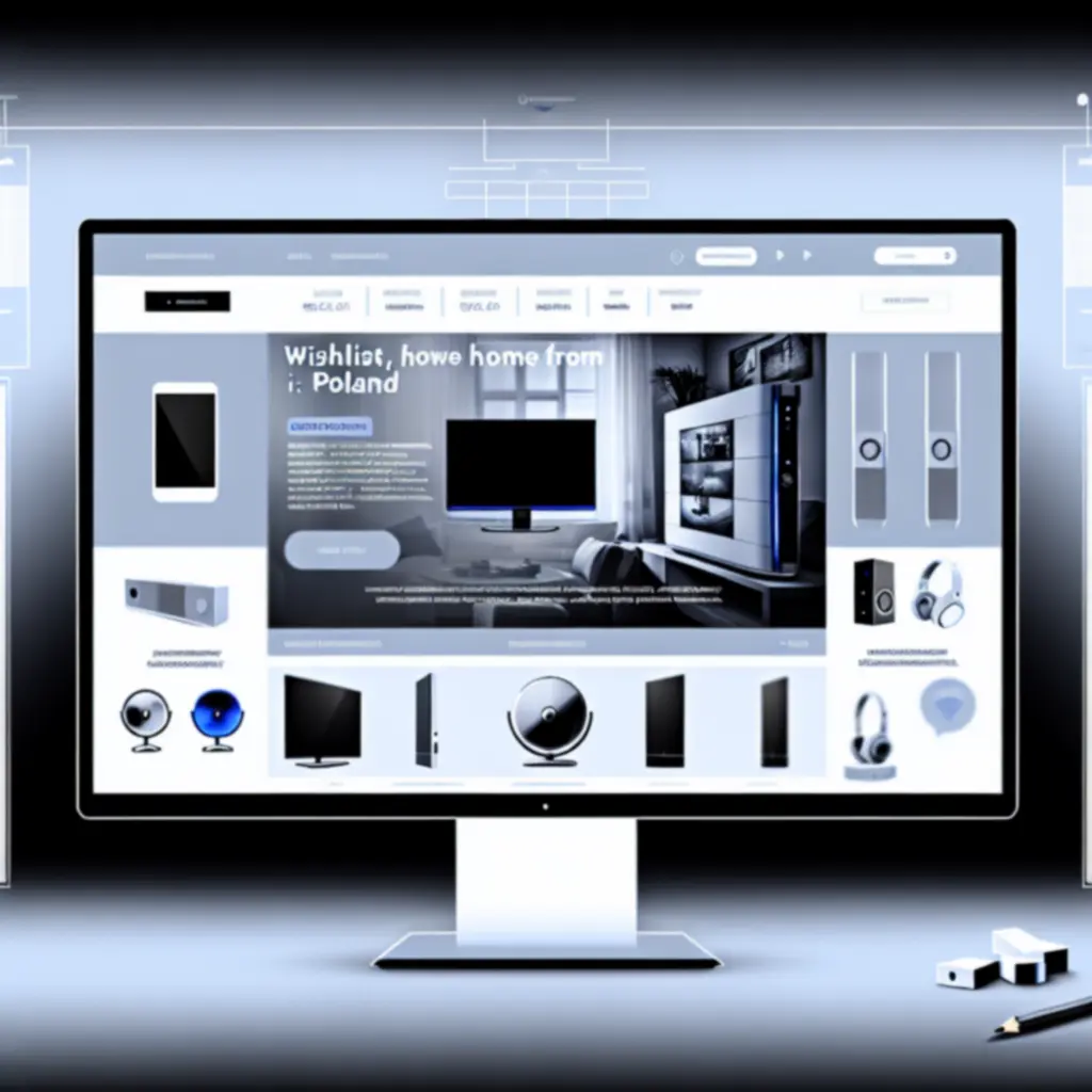 Ekran z listą życzeń produktów technologicznych